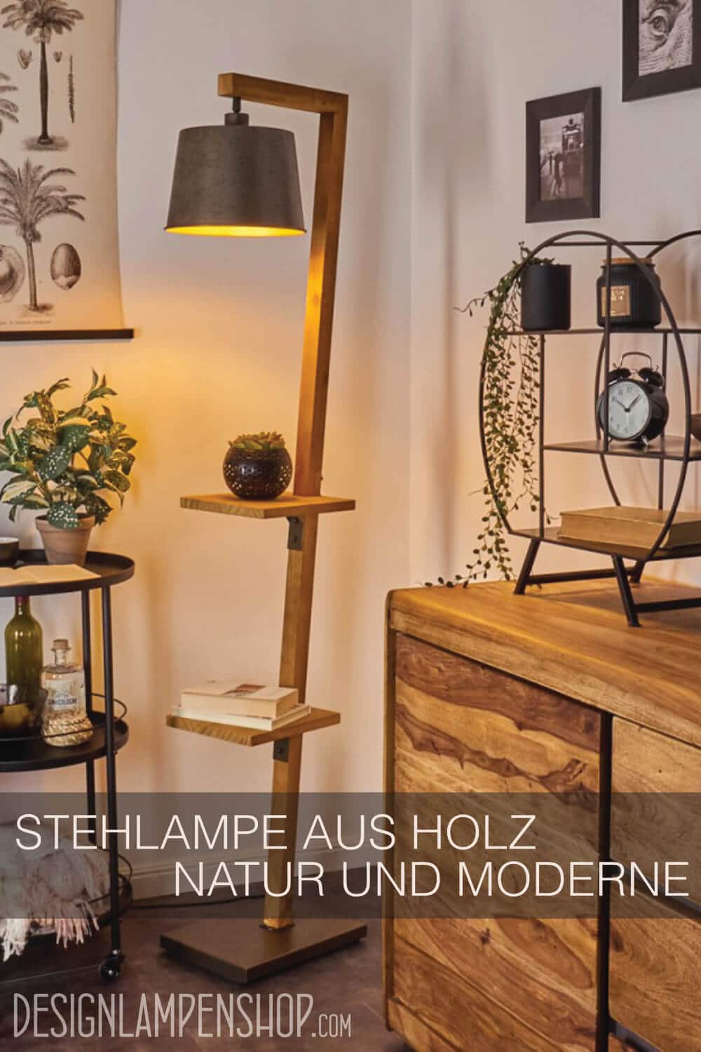 EDISHINE Stehlampe Mit Regal, Eckregal Mit 360° Drehbare LED-Leuchten