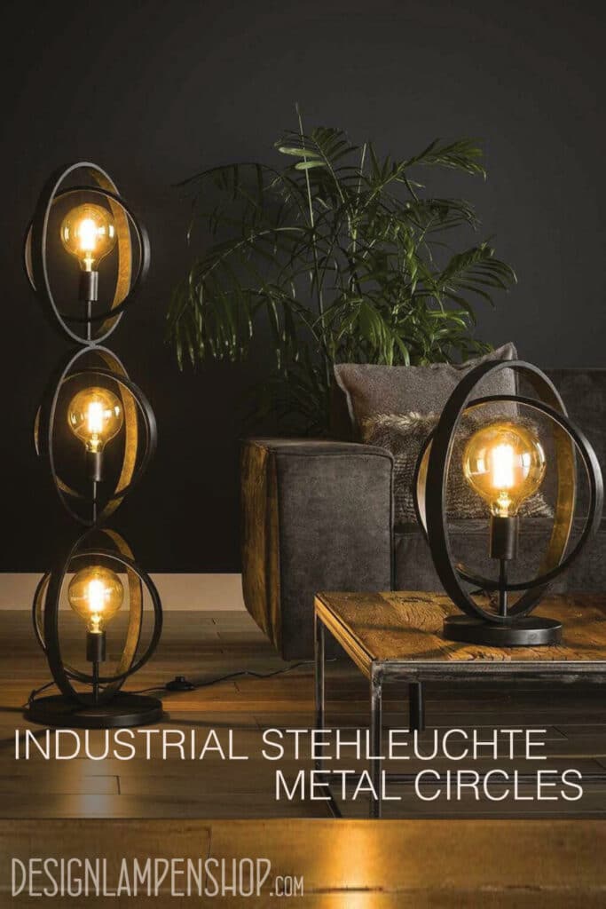 Stehlampe Industrial Metal Circles